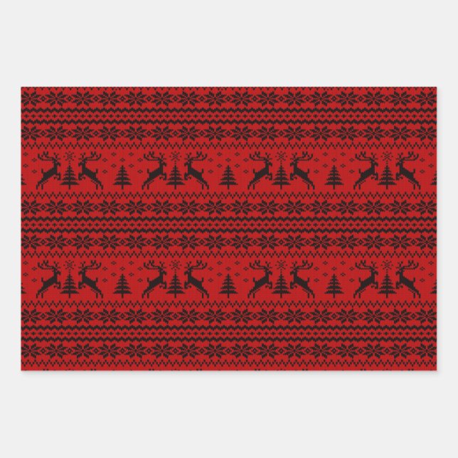 Feuille De Papier Cadeau Ruby Red Reindeer Sweat à la recherche de Noël (Devant)