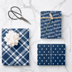 Feuille De Papier Cadeau Russe Blue Tartan Plaid Joyeux Noël