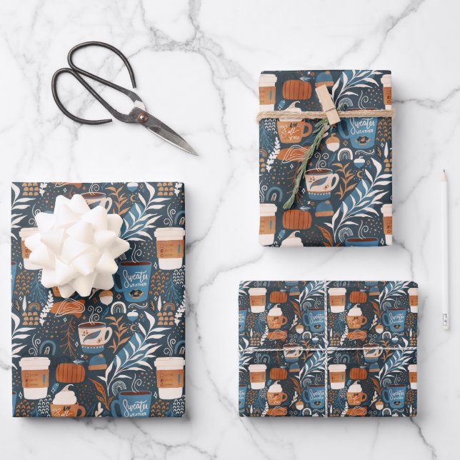 Feuille De Papier Cadeau Russe Boho Latte Fall (Recto)