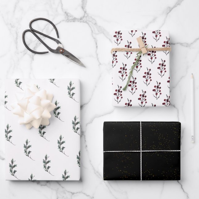 Feuille De Papier Cadeau Russe Winter Boughs Holiday (Recto)