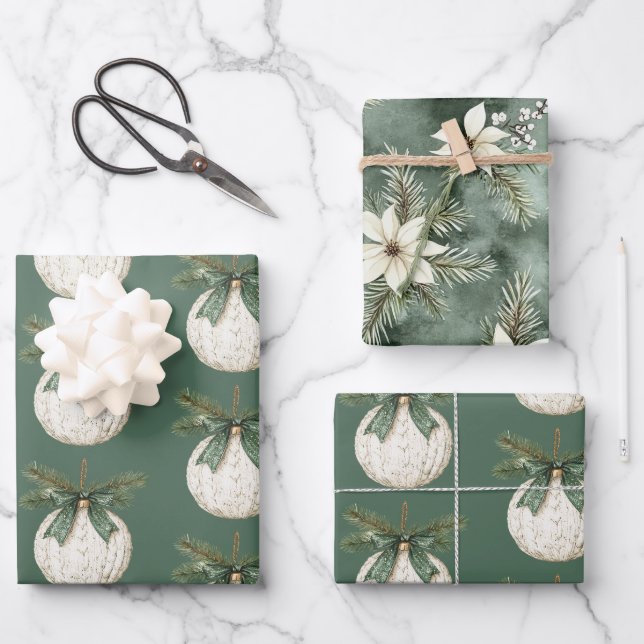 Feuille De Papier Cadeau Rustic Brown Cream Green Ornament Christmas   (Recto)