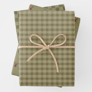 Feuille De Papier Cadeau Rustic Country Homespun et Coeurs