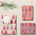 Feuille De Papier Cadeau Rustic Red Christmas Trees Wrapping Paper Sheets<br><div class="desc">This rustic Christmas wrapping paper is decorated with whimsical watercolor Christmas Trees in shades of red and purple.
Because we create our own artwork you won't find this exact image from other designers.
Original Watercolor © Michele Davies.</div>