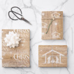 Feuille De Papier Cadeau Rustique Bois Joyeux CHRISTmas Nativité Religieux<br><div class="desc">Nous disons "Joyeux Noël" mais souvent nous oublions l'origine des mots. Ce lettrage manuel original utilise son design unique pour raconter l'histoire simplement et élégamment. Montrez votre esprit CHRISTmas et partagez votre foi avec les autres. Ce design est également disponible dans le tableau noir sur ce bois et il est...</div>