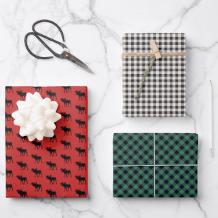 Feuille De Papier Cadeau Rustique Buffalo and Buffalo Plaid Motif
