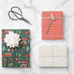 Feuille De Papier Cadeau Rustique Christmas Lake Life Camping Rouge & Vert<br><div class="desc">Un ensemble rustique de décors de Noël avec des illustrations douillettes et mignonnes du camping et de la vie de lac, motif de flocon vert foncé et de la conception traditionnelle de plaid rouge. Les couleurs de Noël sont le vert, le rouge et le blanc, ainsi que le turquoise foncé...</div>