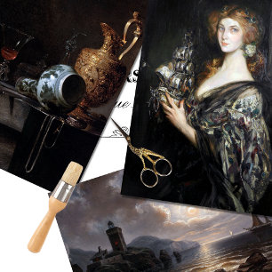 Feuille De Papier Cadeau Rustique Vintage Élégante Femme Découpage Océan