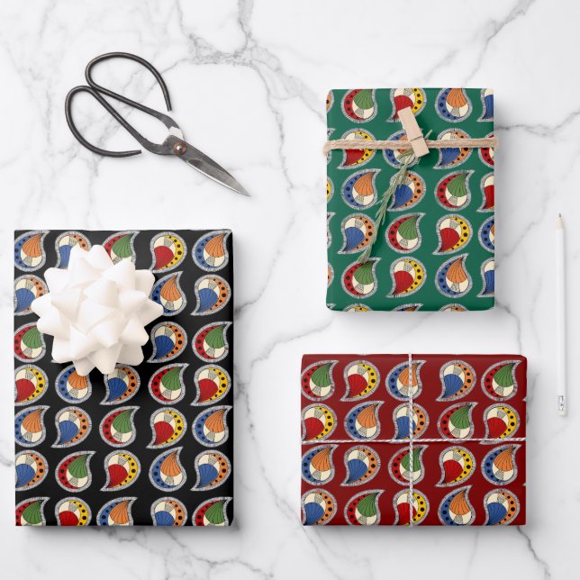 Feuille De Papier Cadeau Rythme Petal Paisley (Recto)