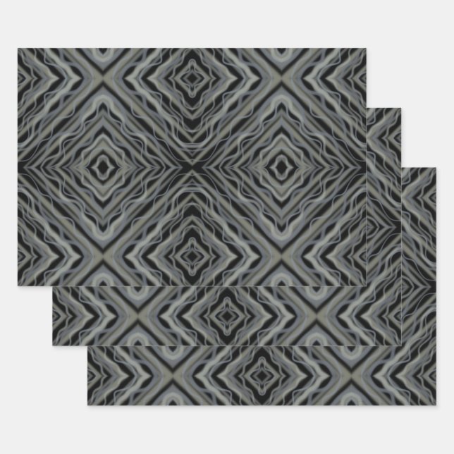 Feuille De Papier Cadeau Rythme pulsif Art Abstrait moderne Illustration (Lot)