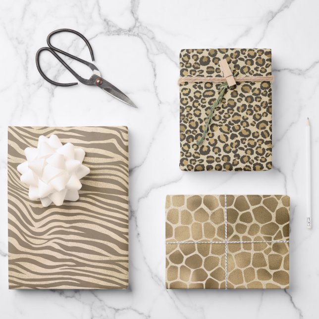 Feuille De Papier Cadeau Sable Beige Zebra Print (Recto)