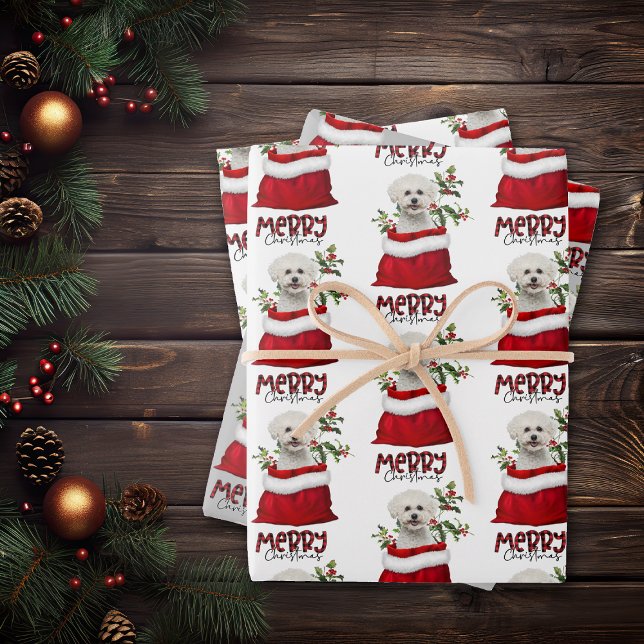 Feuille De Papier Cadeau Sac cadeau Cute Bichon Frise Chien en vacances (Créateur téléchargé)