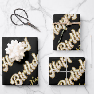 Feuille De Papier Cadeau Sac cadeau d'anniversaire personnalisé Gold Elegan