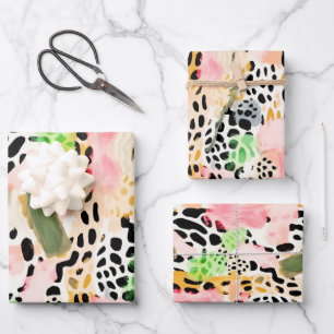 Feuille De Papier Cadeau Safari Animaux Fourrures imprimés Motif coloré