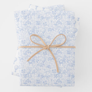 Feuille De Papier Cadeau Safari Animaux Toile De Jouy