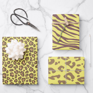 Feuille De Papier Cadeau Safari Jaune Animal Leopard Cheetah Imprimer