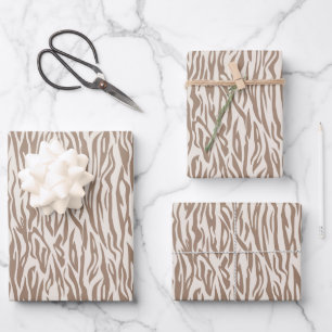 Feuille De Papier Cadeau safari sauvage poster de animal beige zèbre