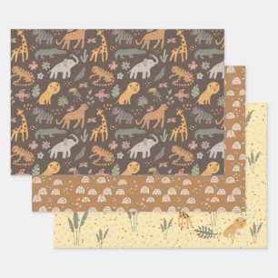 Feuille De Papier Cadeau Safari-set pour enfants
