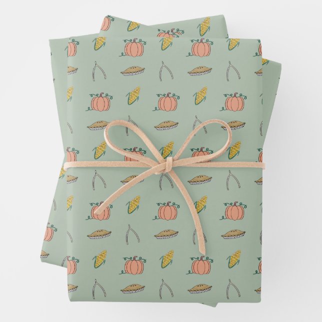Feuille De Papier Cadeau Sage Automne Harvest Festival Joli Thanksgiving (En situation)