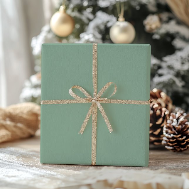 Feuille De Papier Cadeau Sage chatoyant Couleur solide Noël de Noël (Créateur téléchargé)