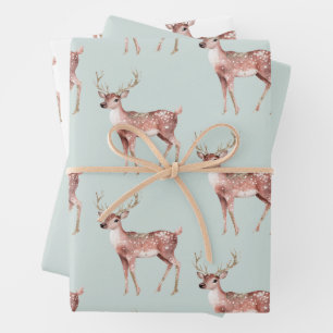 Feuille De Papier Cadeau Sage Green Christmas Deer