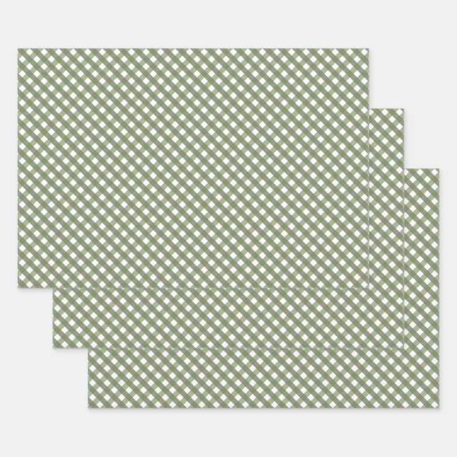 Feuille De Papier Cadeau Sage Green En vichy Motif (Lot)
