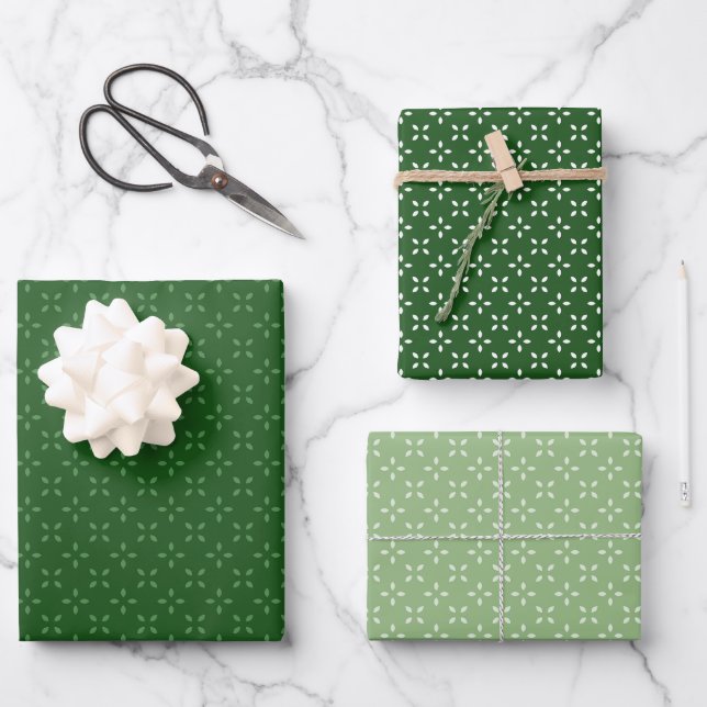 Feuille De Papier Cadeau Sage Green, Vert foncé Feuille fleuri cadeau motif (Recto)