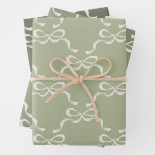 Feuille De Papier Cadeau Sage Greens & Cream Ribbons Vaches