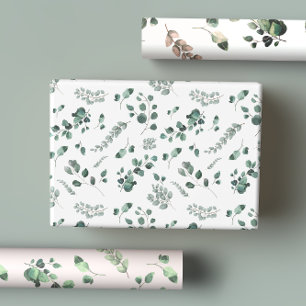 Feuille De Papier Cadeau Sage & Olive Vert Eucalyptus Aquarelle