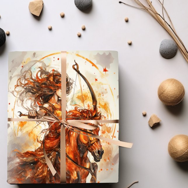 Feuille De Papier Cadeau sagittarius fille zodiac anniversaire (Créateur téléchargé)