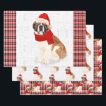 Feuille De Papier Cadeau Saint Bernard Christmas Chien Red Plaid Holiday<br><div class="desc">Un adorable chien de St. Bernard est prêt pour la saison des fêtes avec un chapeau de Père Noël rouge et une écharpe d'hiver assortie. Ce mignon chien de Noël est jumelé à un plaid rouge de vacances sur cet ensemble d'enveloppement cadeau pour l'amoureux des chiens.</div>