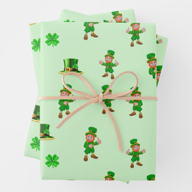 Feuille De Papier Cadeau Saint Patrick's Day Drôle Leprechaun, Casquette, C (En situation)