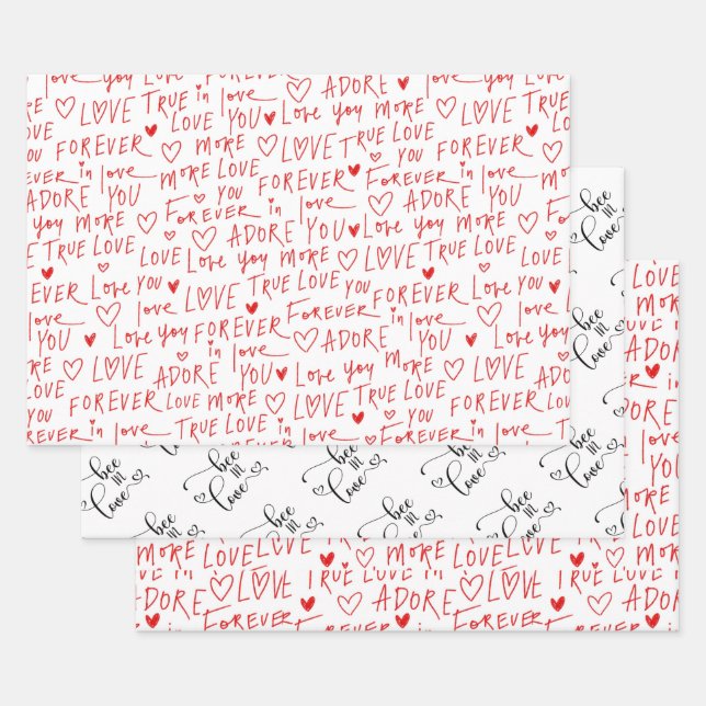 Feuille De Papier Cadeau Saint Valentin (Lot)
