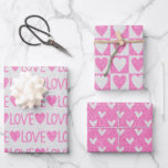 Feuille De Papier Cadeau Saint-Valentin Anniversaire rose blanc Coeurs de P<br><div class="desc">Trois motifs différents de coeurs de parties scintillant rose et blanc enveloppent les feuilles de papier. Idéal pour la Saint Valentin,  anniversaire pour elle,  mariage et plus.</div>