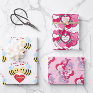 Feuille De Papier Cadeau Saint Valentin Coeurs Personnaliser Nom Abee Mine