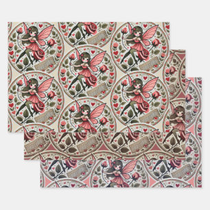 Feuille De Papier Cadeau Saint Valentin Fairy Valentine
