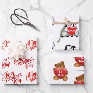Feuille De Papier Cadeau Saint-Valentin Texte personnalisé Red Hearts Coute