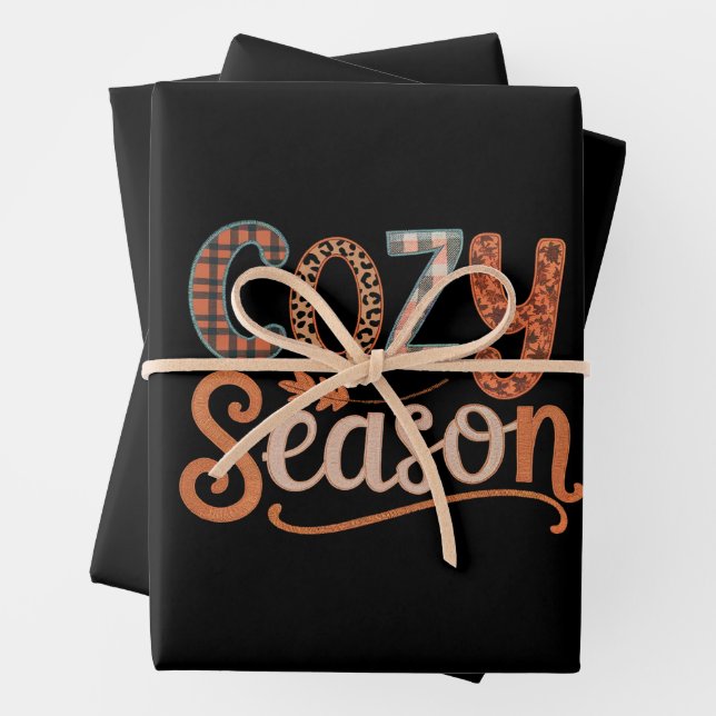 Feuille De Papier Cadeau Saison Cosy Retro Fall Obtenez Cosy Thankgiving (En situation)