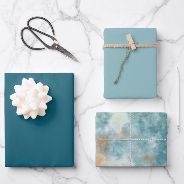 Feuille De Papier Cadeau Salle de bain dorée et sarcelle (Recto)