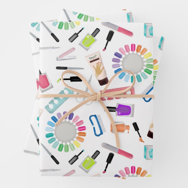 Feuille De Papier Cadeau Salon de beauté Manucure Pédicure Ongles  (En situation)