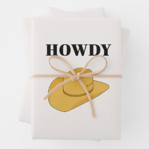 Feuille De Papier Cadeau Salut Chapeau De Cow-Boy Jaune