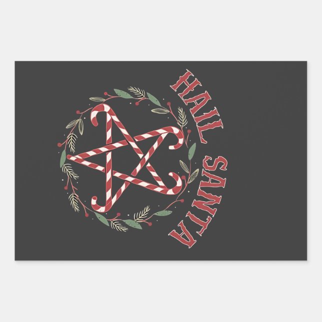 Feuille De Papier Cadeau Salut Satan Noël Krampus Xmas Devil Candy (Devant)