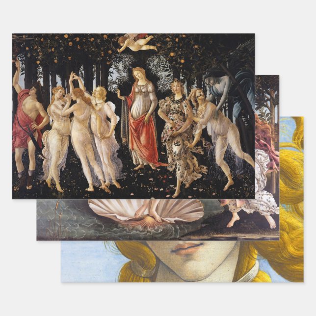 Feuille De Papier Cadeau Sandro Botticelli - Sélection de chefs-d'oeuvre (Lot)