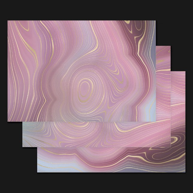 Feuille De Papier Cadeau Sangria Strata | Moody Pink and Purple Luxe Agate (Créateur téléchargé)