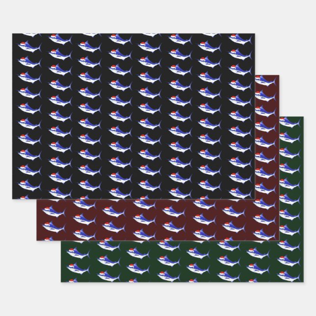 Feuille De Papier Cadeau Santa Claus Blue Marlins (Lot)
