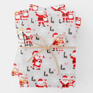 Feuille De Papier Cadeau Santa Claus et Mme Claus Christmas Dance