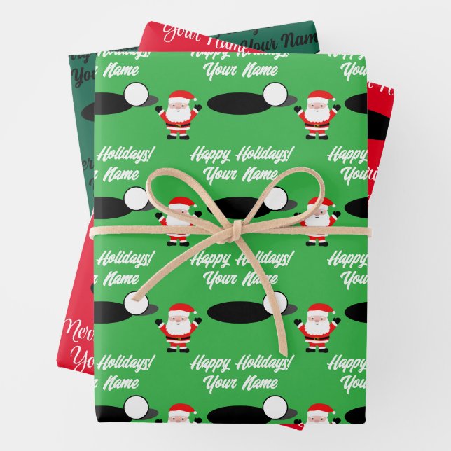 Feuille De Papier Cadeau Santa Claus Golf Cartoon Christmas (En situation)