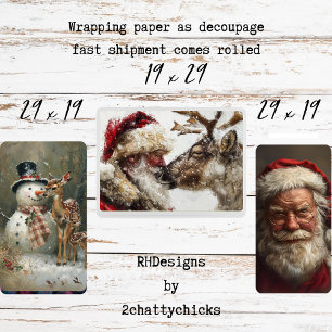 Feuille De Papier Cadeau Santa Claus Rudolph Frosty Découpage de Noël