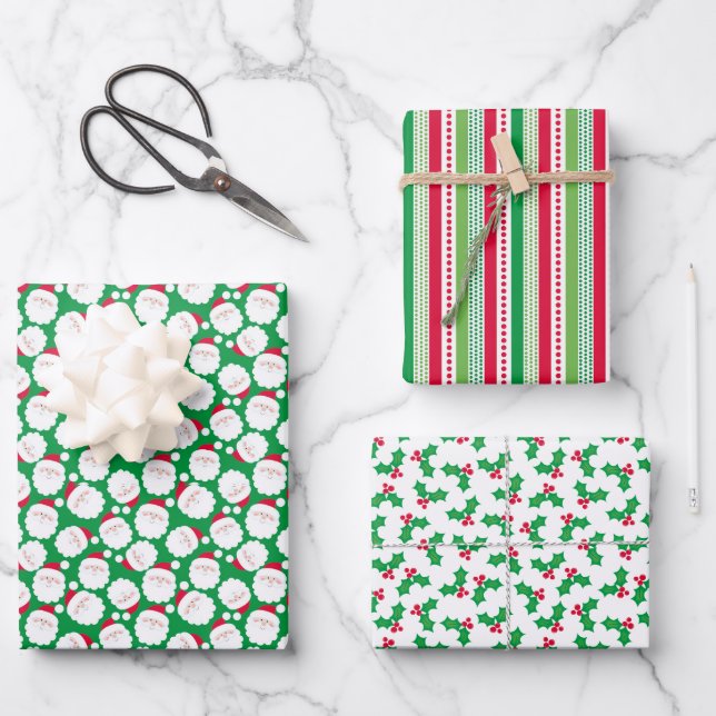 Feuille De Papier Cadeau Santa Noël (Recto)