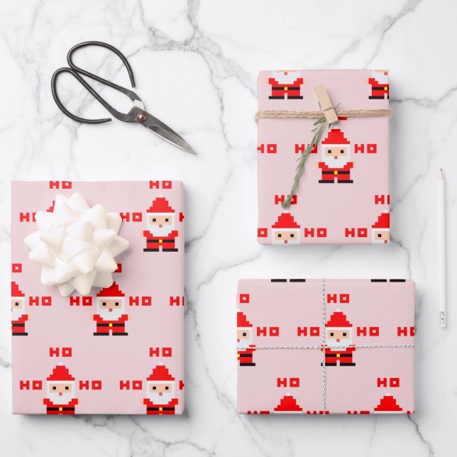 Feuille De Papier Cadeau Santa Pixel Art 2 (Recto)