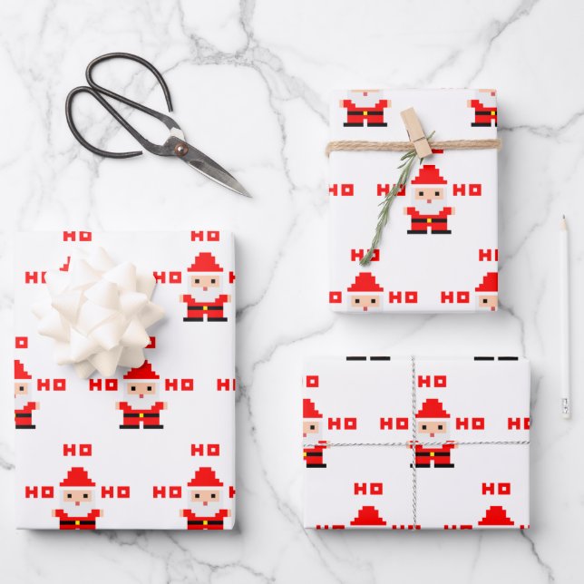 Feuille De Papier Cadeau Santa Pixel Art 2 (Recto)